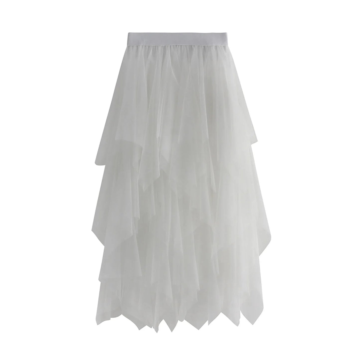 Women Tutu Tulle Skirt Elegant High Waist Mesh Tiered Layered Half Skirt Female Prom Party Midi Skirt for Summer Fairycore Y2K
