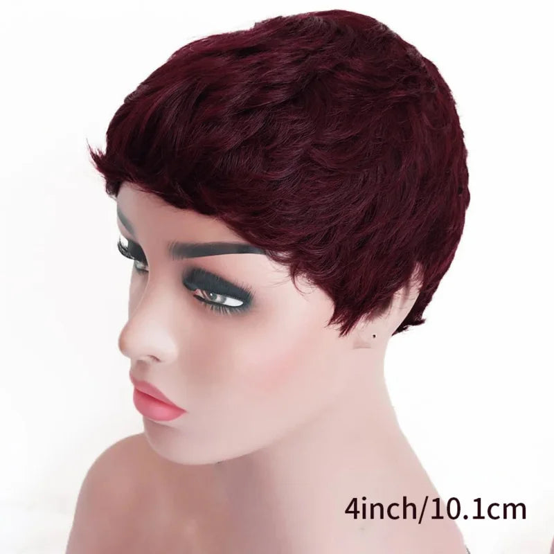 Brown Short Pixie Human Hair Wigs Brown Short Wigs For Black Women Full Machine Made Wig Short Brown Wig Pixie Cut Wigs