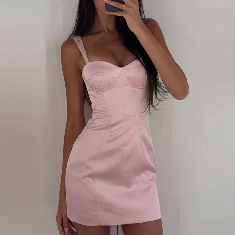 Solid Strapless Slim Fit Summer Mini Dress for Women