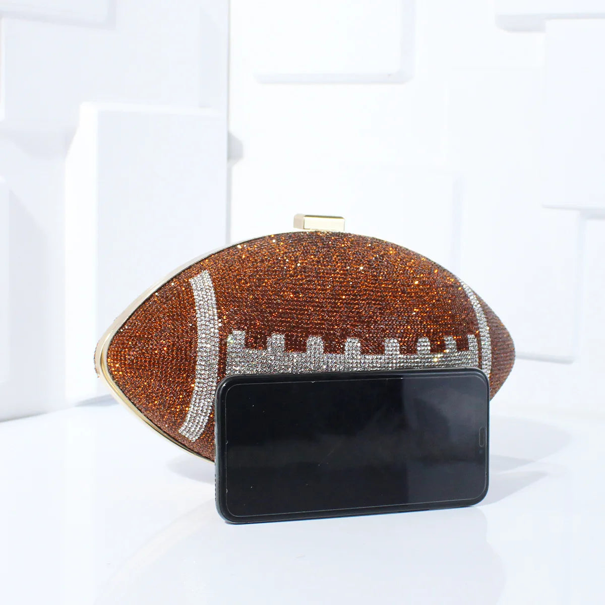 Football-Shaped Evening Minaudière - Exquisite High-End Banquet Purse for Dance Events Versatile Shoulder Messenger Bag