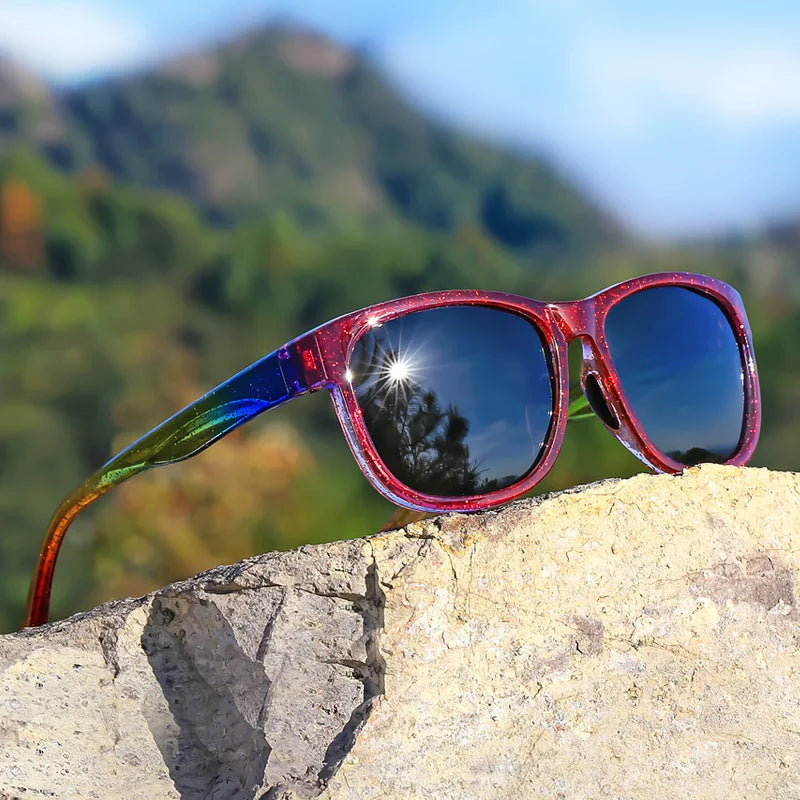 1 Pair Unisex Polarized Square Fashion Sunglasses - Lightweight Purple Glitter Frame, TAC Lenses for Outdoor Sports & Fashion