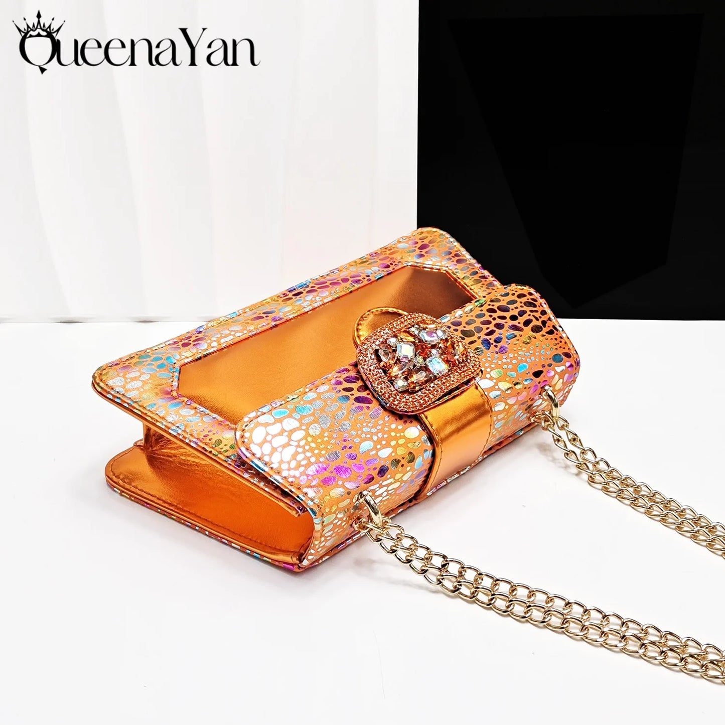 QueenaYan 2025 Fashion Newest Arrival Orange Color Square Toe Women Sandals Shoes Matching Bag Set for Ladies Wedding Party Pump