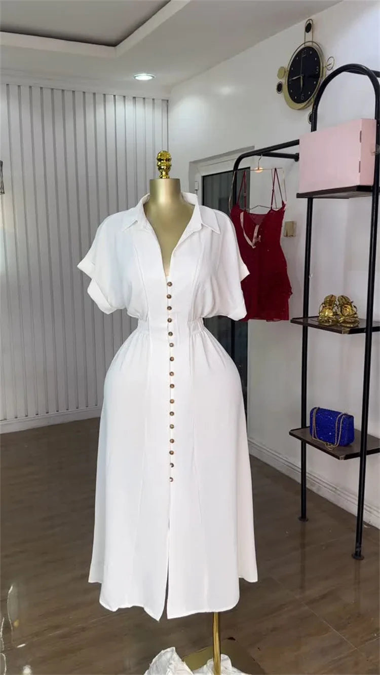 CM.YAYA Women Batwing Short Sleeve Single Breasted Long Maxi Dress 2025 Street Birthday Evening Sexy Party Dresses Vestidos