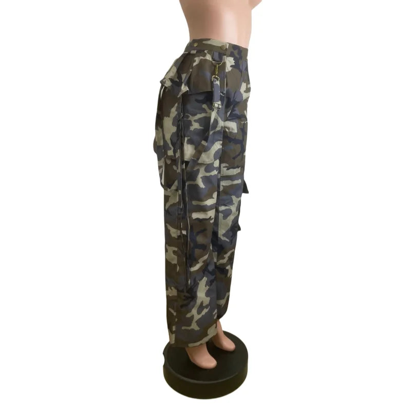 FAGADOER Fashion Camouflage Loose Pants Women High Waist Cargo Pocket Patchwork Pants Female Y2K Streetwear Bottoms 2025 New