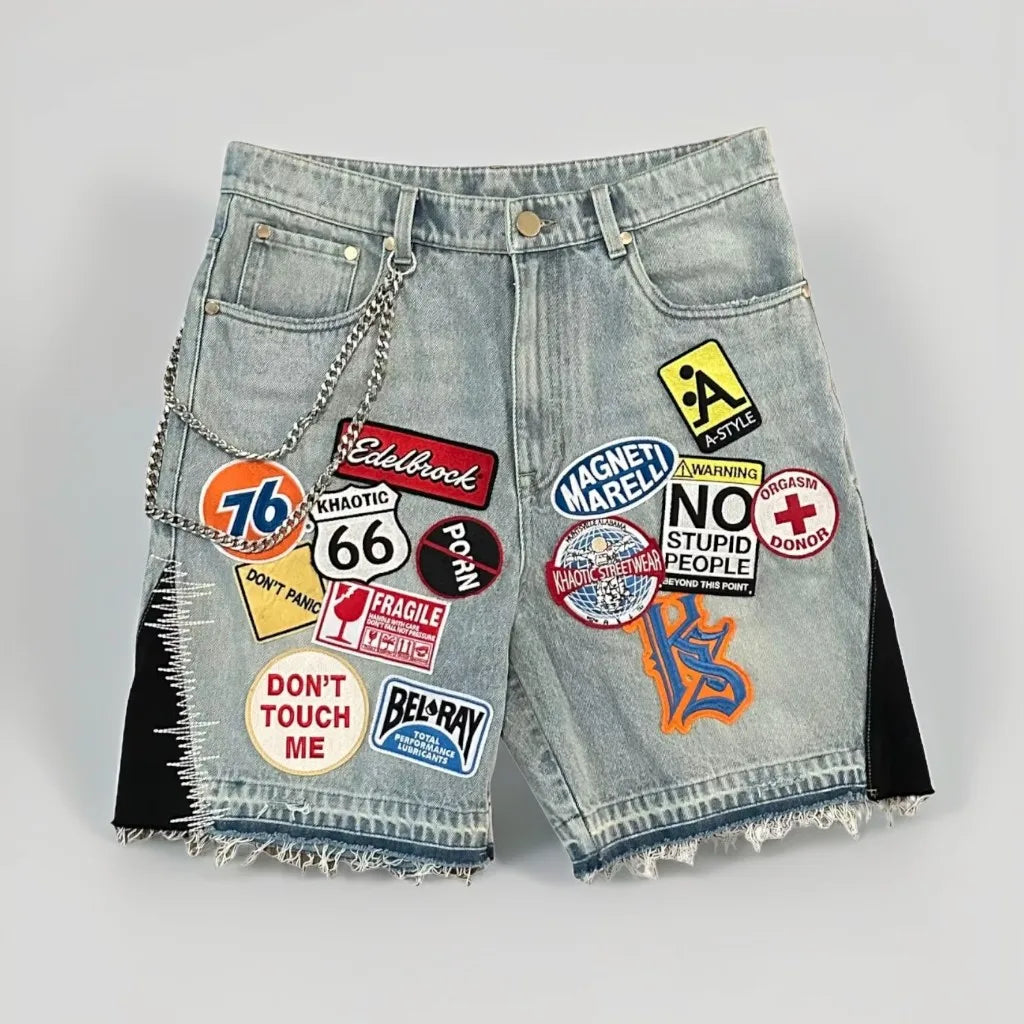 Y2K Streetwear Lace Pocket Sexy Slim Fit Ultra Short Denim Shorts American Fashion Streetwear Denim Casual Shorts