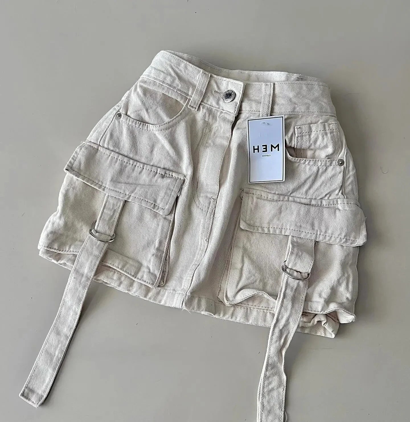 Y2K Short Skirt Fashion Retro Blue Multi Pocket Denim Shorts Womens Gothic Cargo Baggy Denim Shorts High Waist Slim Mini Skirt