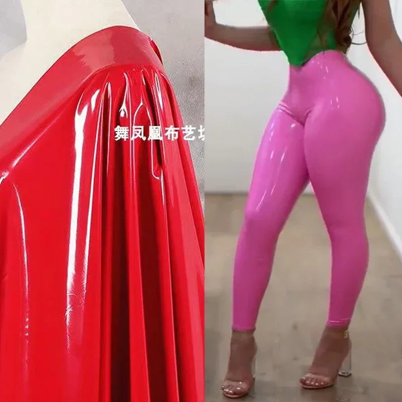 High Waist Faux Latex Bodycon Leggings Women Wet Look Shiny Patent Leather Pencil Pants Sexy Stretch Seameless Trousers Custom