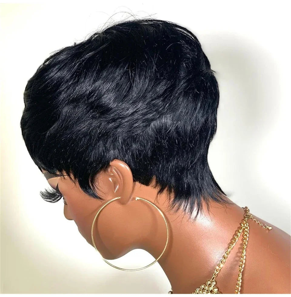 Sale Short Human Hair Wigs Pixie Cut Wigs for Black Women Brazilian Virgin Hair Machine Made Cheap Wig Put On And Go Wigs