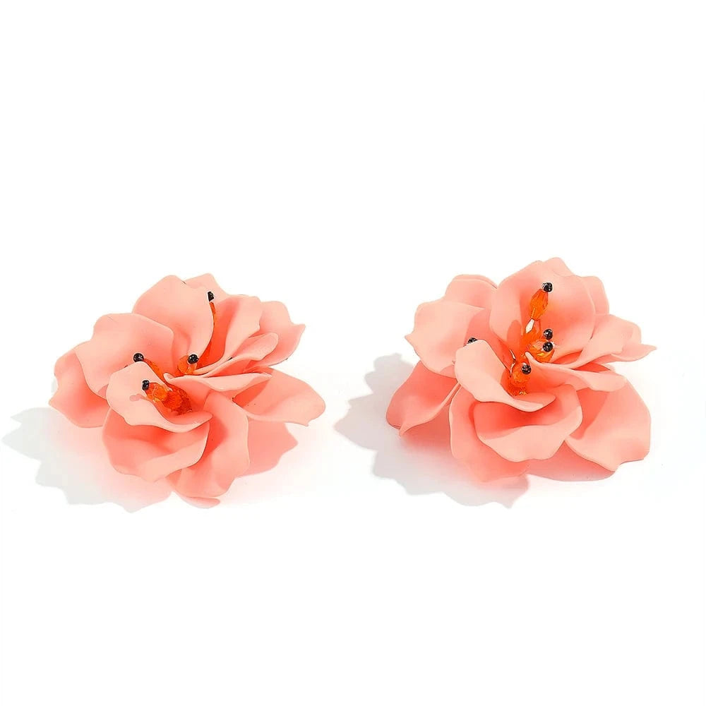 Exaggerated Ethnic Handmade Flower Drop Earrings Bohemian Acrylic Lovely Earrings High Quality Statement Female Jewelry