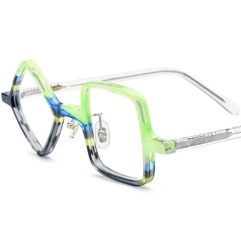 Frosted Patchwork Square Acetate Eyeglass Frames for Women