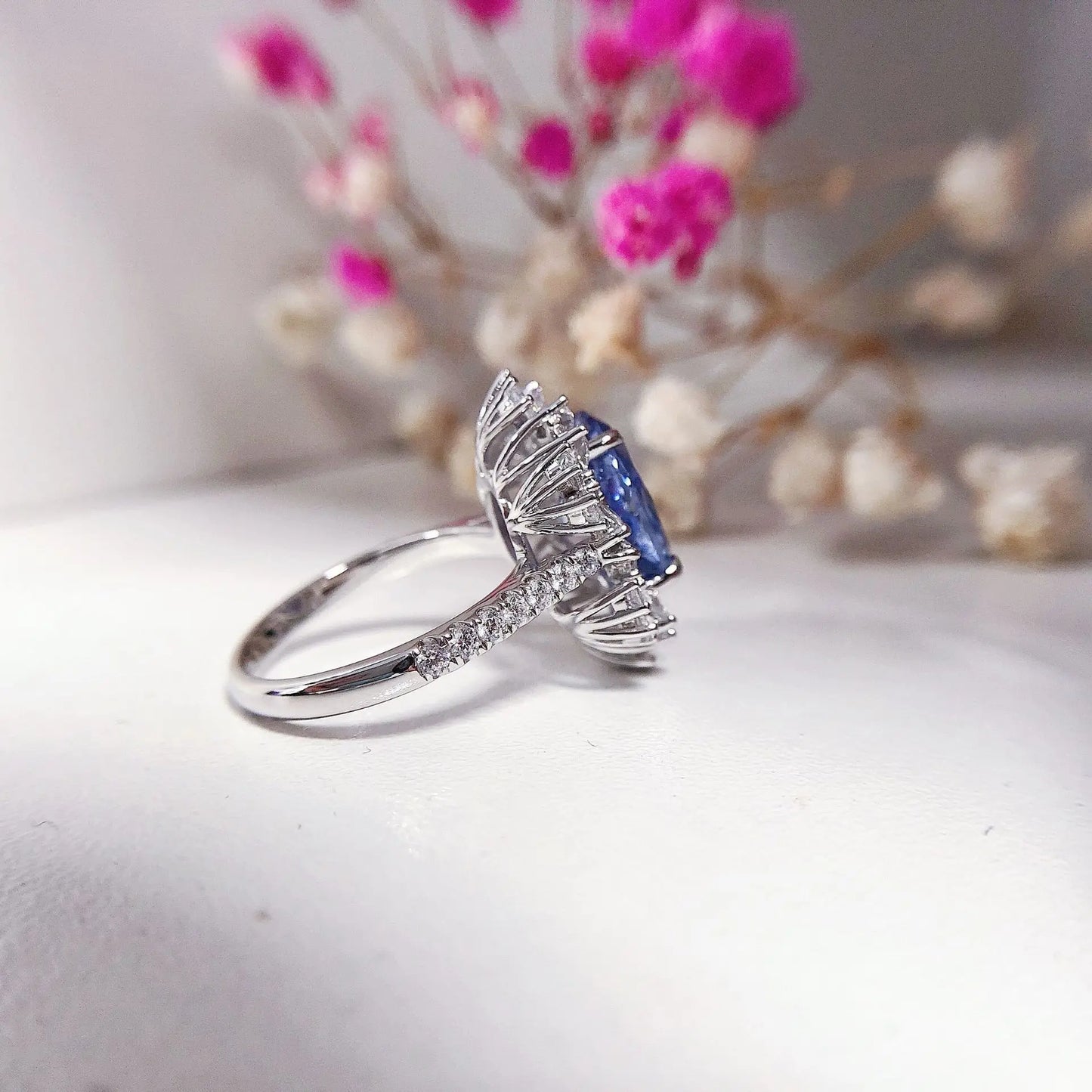 PANSYSEN Luxury 100% 925 Sterling Silver 4.5CT Oval Cut Sapphire High Carbon Diamond Ring Anniversary Party Fine Jewelry Gift