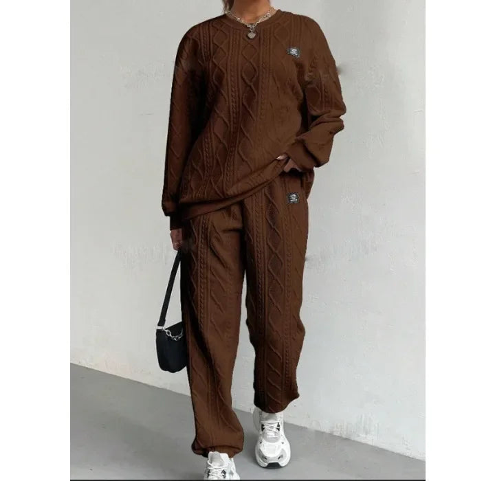 Casual Two Piece Sets Womens Outifits Streetwear Autumn and Winter 2024 New Long Sleeved Round Neck Hoodie and Y2k Pants Suit