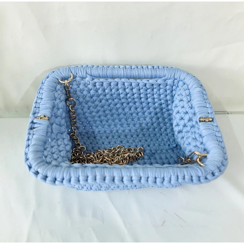Fashion High-end Clutch Bag Hand-crocheted Clip Bag Simple Versatile Chain Cloud Bag New Leisure Travel Women's Underarm Bag