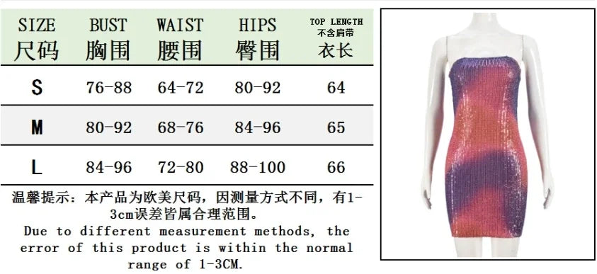 Mini Dress for Women Fashion Sexy Spicy Girl Strapless Sleeveless Hollowed Out Backless Party Sequin Dresses 2025 Summer New