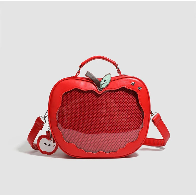 Women's multifunction handbag cute sweet apple shape fashion design large capacity handbag  new versatile niche transparent bag