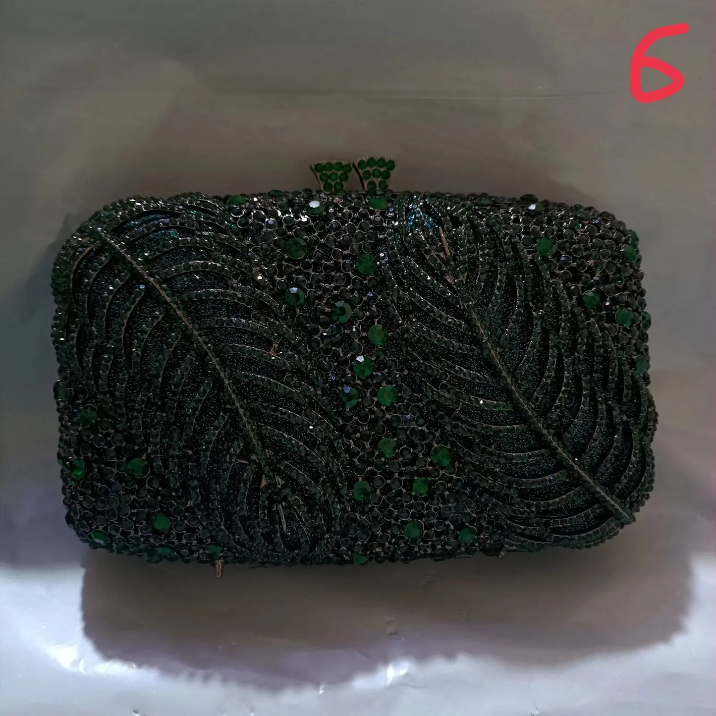 Elegant Jade Green Women Big Stones Evening Bags Crystal Metal Clutches Bags Green Wedding Party Minaudiere Purses and Handbags
