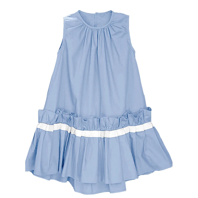 ZANZEA Women Solid Mini Dress Fashion Rufffled Stitching Pleats Vestidos 2024 Summer Sleeveless Tank Robe Casual O-neck Sundress