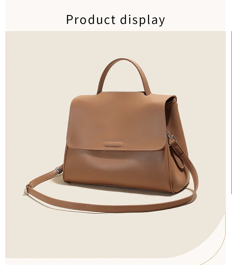 Women's Cowhide Genuine Leather Shoulder Bag Female Fashion Luxury Designer Handbags Ladies Commuting Large Capacity Bucket Bags