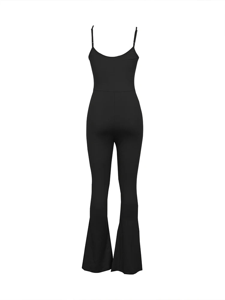 2024 Summer New Women's Slim Hip Lifting One-piece Suit Sling Sleeveless Sexy Hottie Backless Flared Pants Sports Yoga Clothes