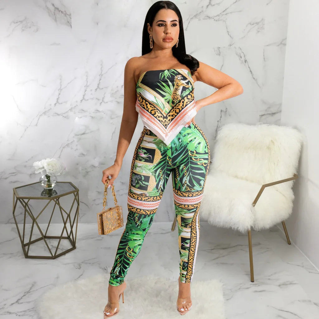 Sexy Fashion Digital Printing Breast Wrap Two-piece Set, Set SMR10971