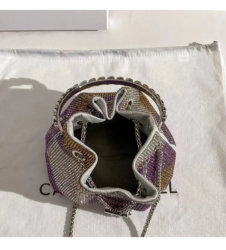 Luxury Designer Women's Handbag Crystal Shiny Rhinestones Diamond Evening Bag Wedding Party Clutch Purse Shoulder Crossbody Bag