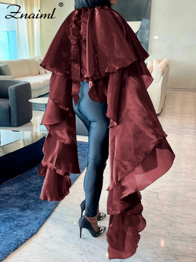 Znaiml Elegant Batwing Sleeve O-Neck Cloak Tops Women Spring Summer Dashiki Ladies Dubai Muslim Kaftan African Female Clothing