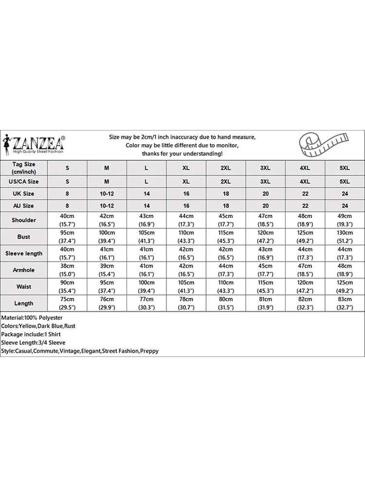 ZANZEA 2024 Summer Shirt Women Floral Prined Bohemian Stand Collar 3/4 Sleeve Casual Vintage Elegant Blusas Loose Tunic Tops
