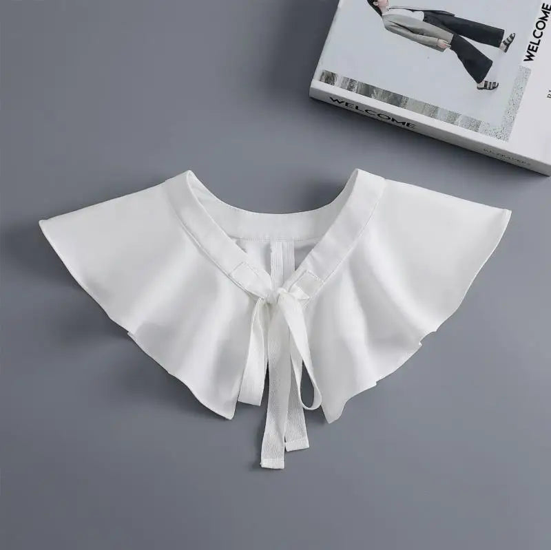 Removable Lace Doll Fake Collar Women Tie Ladies White Shawl Wrap Detachable Embroidered Lapel False Collar Clothes Accessory