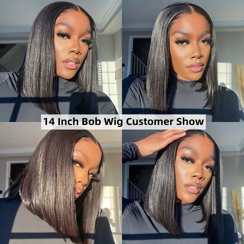 13X4 Bob Wig Bone Straight Bob Wig Lace Front Human Hair Wigs For Women Transparent Lace Frontal Wig Natural Wig Human Hair