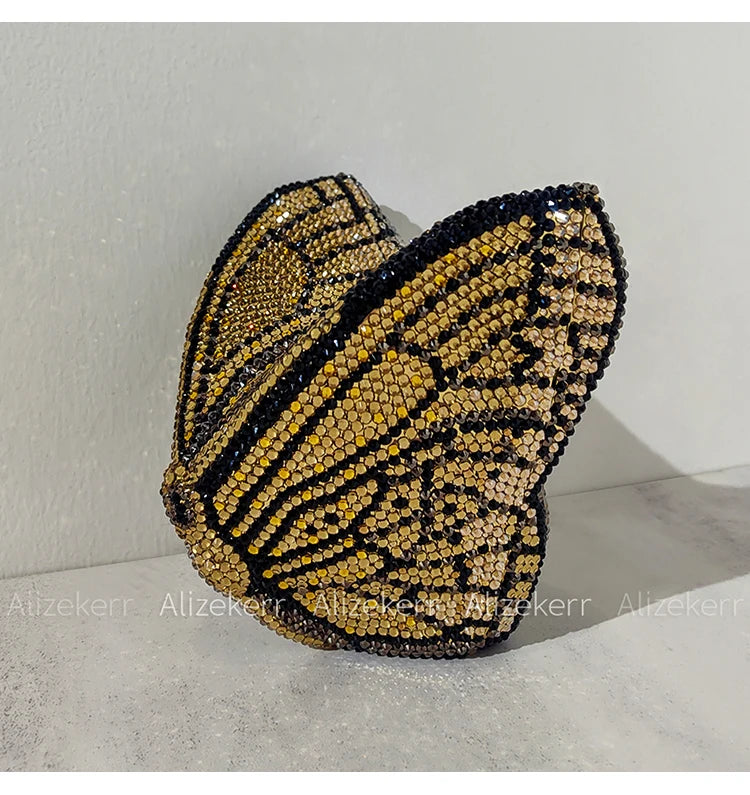 Alizekerr Butterfly Diamond Evening Bags Women 2025 Luxury Designer Gorgeous Rhinestone Clutch Purses And Handbags Wedding Party