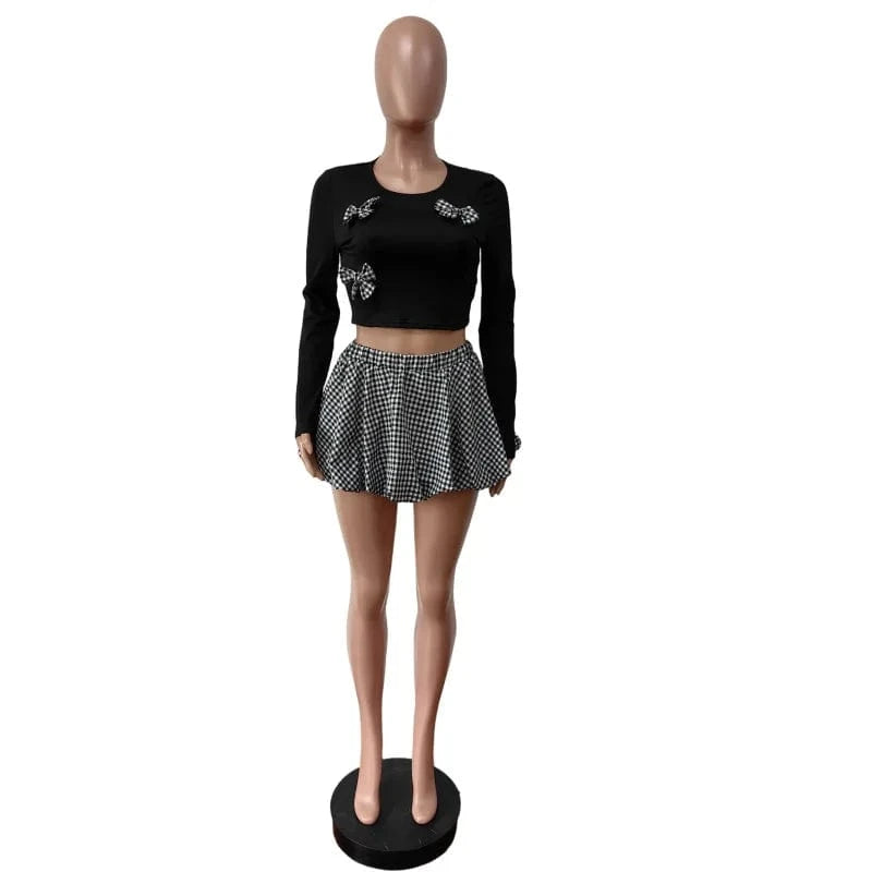 Lovely Girl Streetwear Mini Skirt Outfit Set Sexy Lady Elegant Two Pieces Club Matching Set Jacket+Mini Skirt