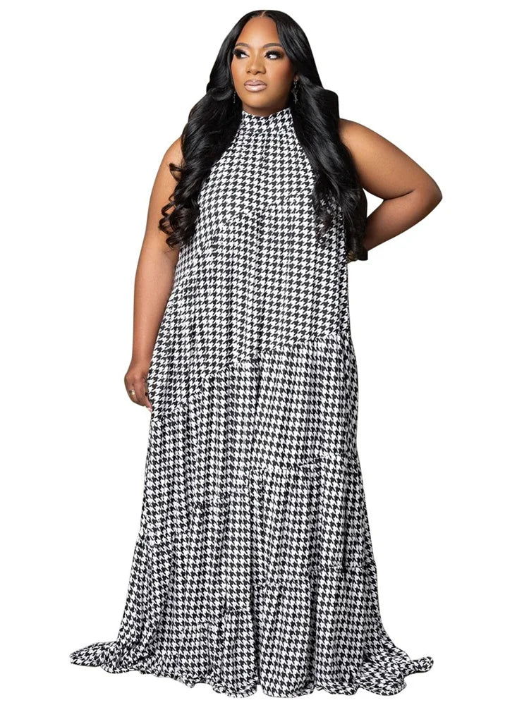 Wmstar Plus Size Dresses for Women Print Elegant New Bandage Fashion Loose Maxi Dress Clothes Wholesale Dropshipping 2024