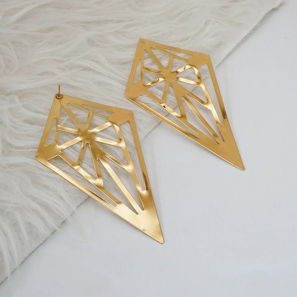 Fashion Jewelry Big Gold Color Round Geometric Earrings Dangle Drop Earrings For Women African Wedding Party Gifts