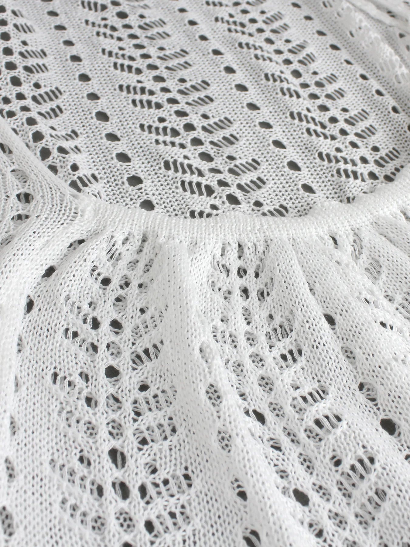 Crochet Backless High Neck Openwork with Scalloped Hem Mini Dress for Women