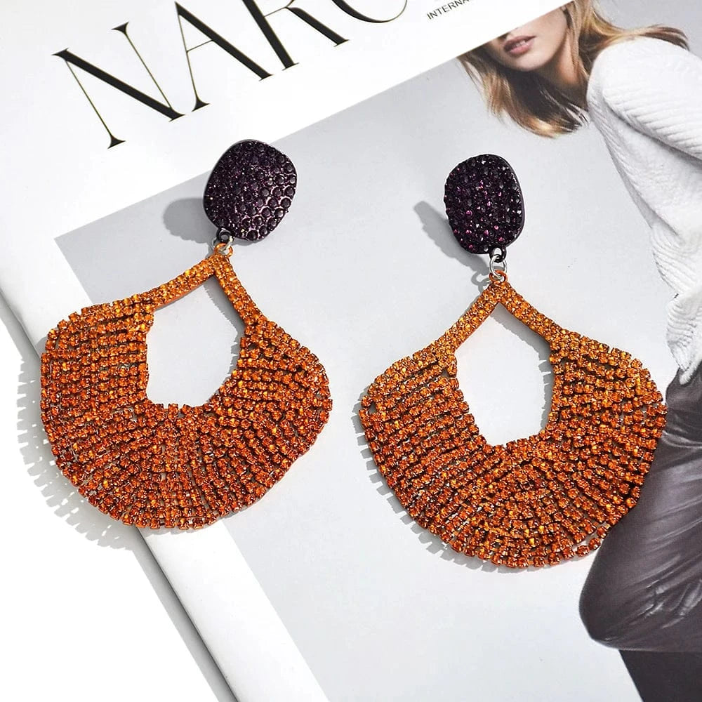 New Exaggerated Luxury Crystal Accessories For Women Long Tassel Rhinestone Drop Earrings Girls Wedding Jewelry Wholesale