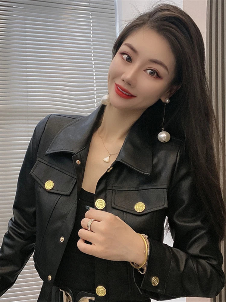 2025 Autumn New Short Style Coat Women's Leather Jacke Clothing