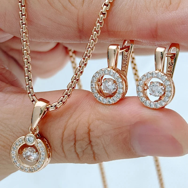 Rose Gold Green Zircon Jewelry Set