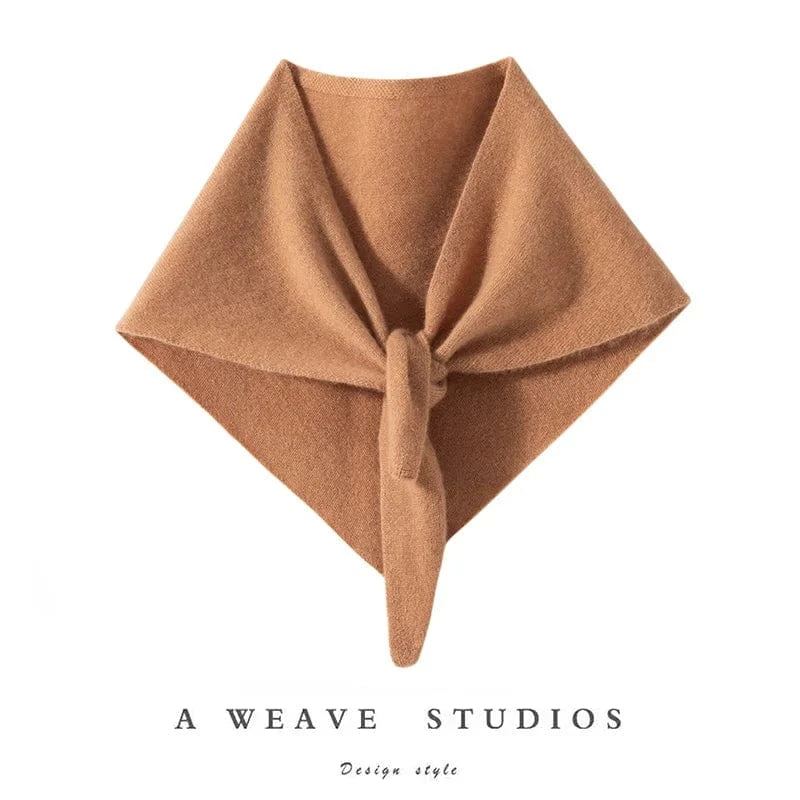 CHICUU Women 100% Cashmere Scarf Spring Autumn Triangular Scarf Cashmere Knitwear Luxury Grace Simple Style Scarf Pure Color