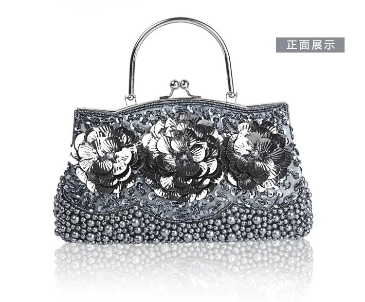 Elegant Beaded One Shoulder Evening Clutch Bag for Women