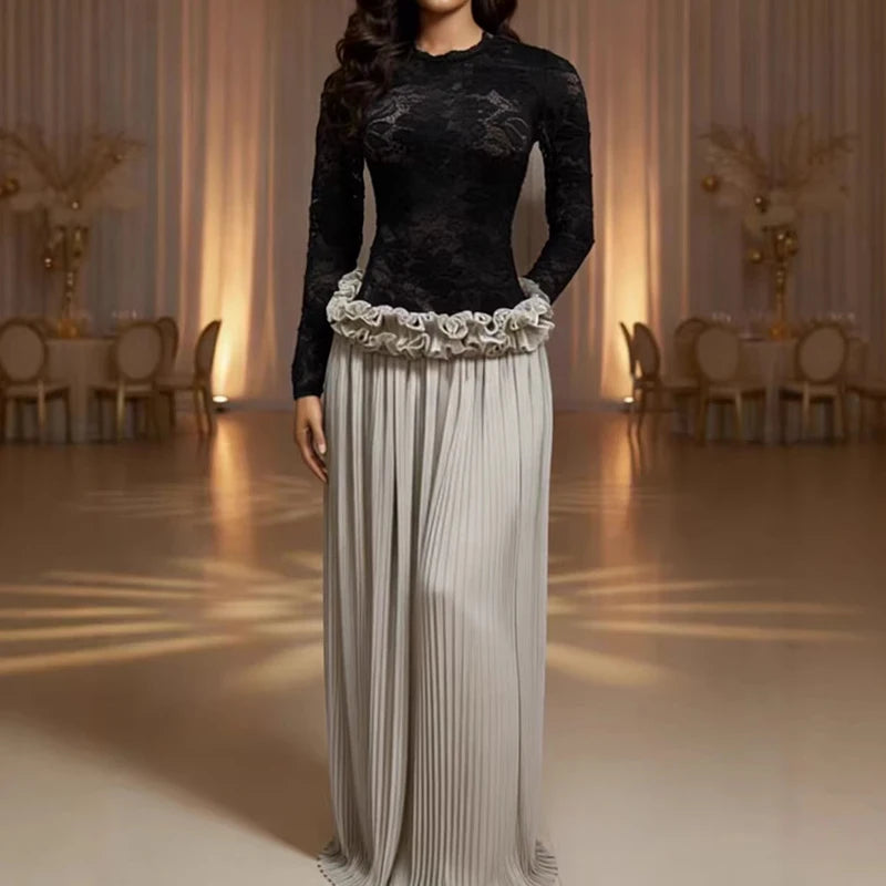 Elegant Off Shoulder Mesh Ruffle Evening Dress for Women