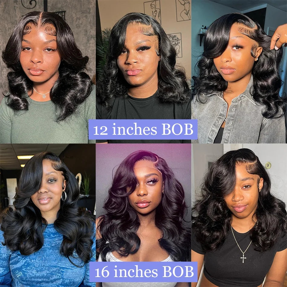 Loose Wave Wig 200% Body Wave Short Bob 13x4 Transparen Lace Front Human Hair Wigs Lace Frontal Closure Wig For Black Women