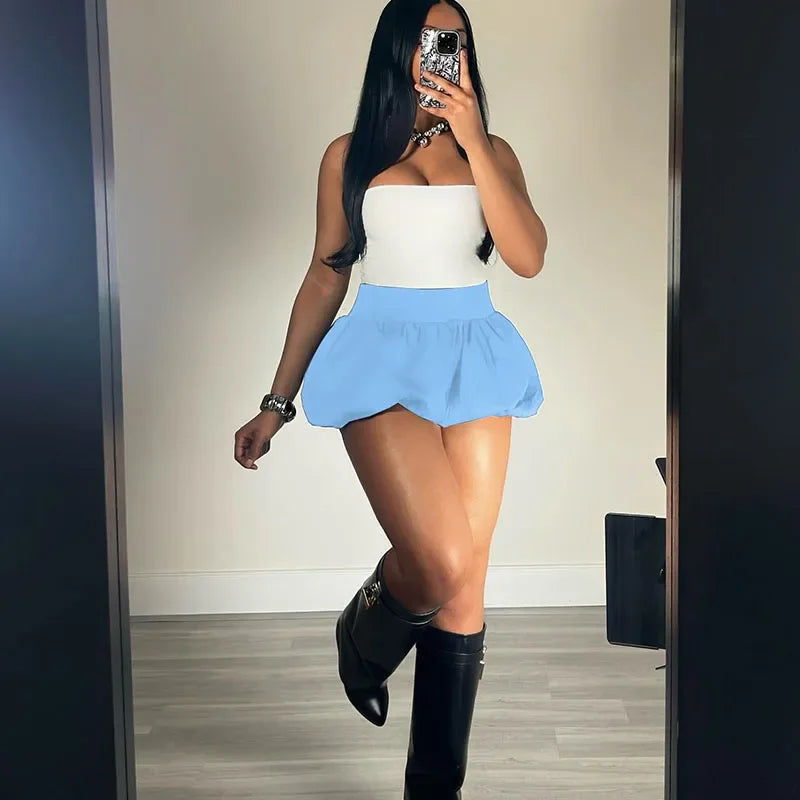 Sexy Pleated Bubble Skirt for Women High Waist Solid Lolita Micro Skirt Preppy Harajuku Y2K Clothes Cute Mini Skirts Birthday