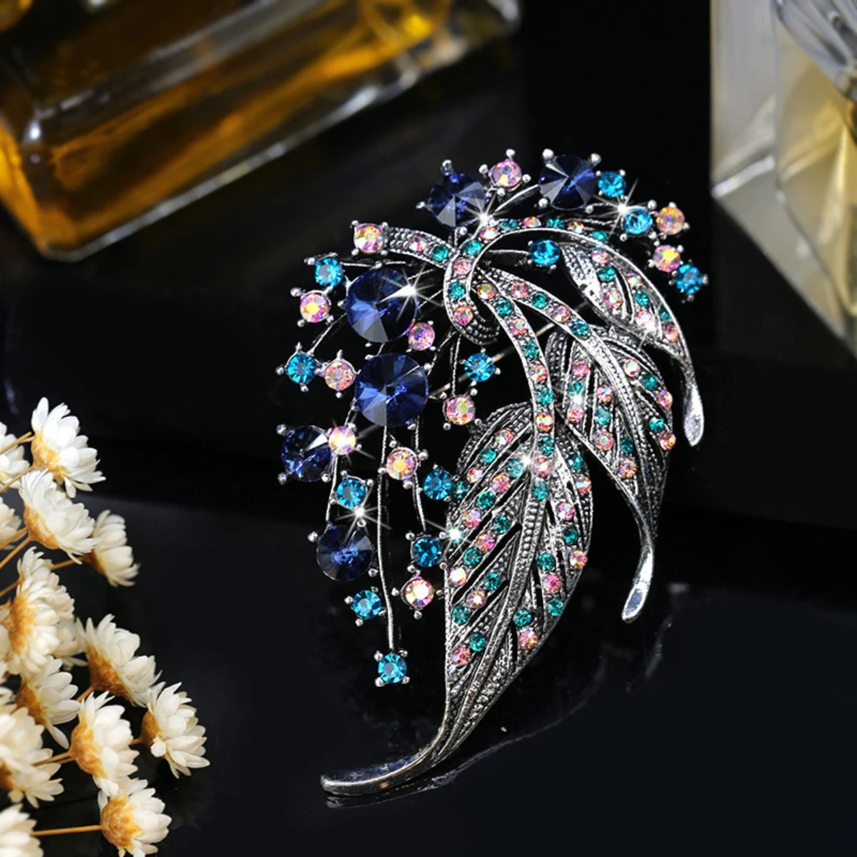 Wuli&baby Shining Bicycle Brooches For Women Unisex 2-color Beautiful Taking Flowers Bike Brooch Pins Gifts-6694