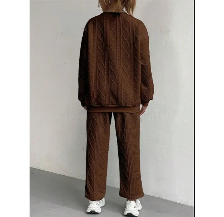 Casual Two Piece Sets Womens Outifits Streetwear Autumn and Winter 2024 New Long Sleeved Round Neck Hoodie and Y2k Pants Suit