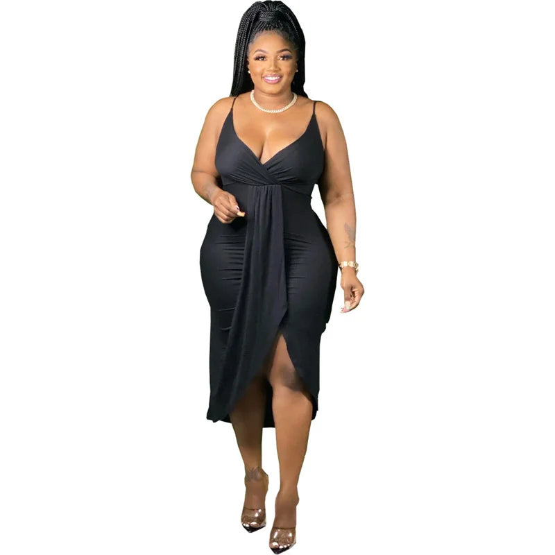 Wmstar Plus Size Women Dresses Summer Clothing Sexy Bodycon Stretch Sling Solid Maxi Party Dress 2022 Wholesale Dropshipping