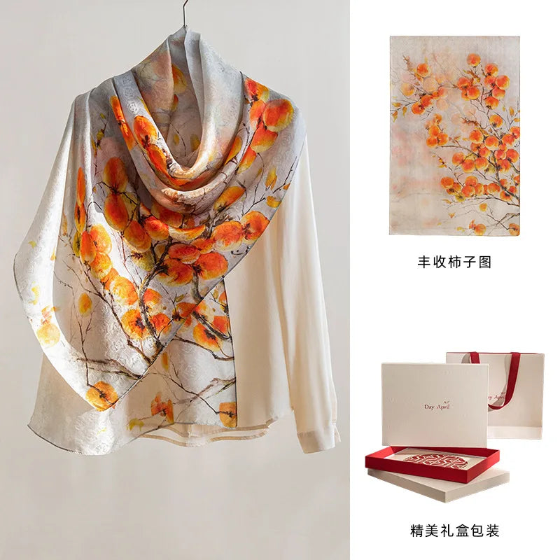 High-end women's new 100 mulberry silk scarf shawl cheongsam 170 * 55cm
