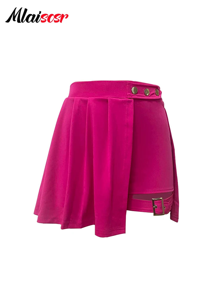 Mlaiscsr Gothic Style Pleated Punk Irregular Ring Shorts Skirt High Waist A-Line Harajuku Mini Pants Sexy Party Night Clubwear