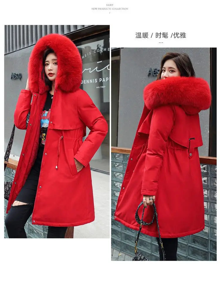 2025 New Parkas Women's Long Coat Winter Jacket Overcoming Plush Cotton Jacket