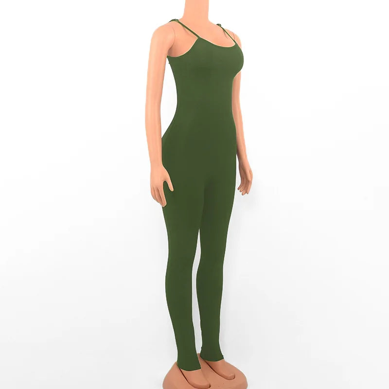 Summer Black Sleeveless Jumpsuits Womens Rompers Spaghetti Strap Backless Casual Party Bodycon Skinny Outifts Fashion Streetwear