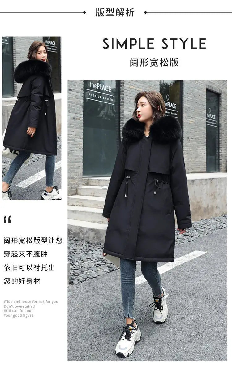 2025 New Parkas Women's Long Coat Winter Jacket Overcoming Plush Cotton Jacket